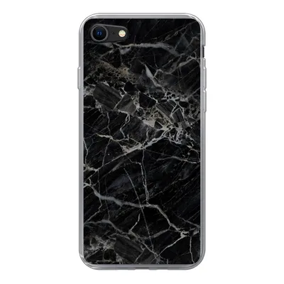 Produktbild von MuchoWow® Handyhülle Schutzhülle Hülle für iPhone SE 2020 Marmor - Schwarz - Weiß Silikon Softcase Handy Hülle - Kartenbesitzer