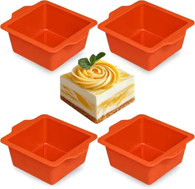 Produktbild von Mini-rechteckige Kuchenform, 10 cm, Silikon-Kuchenformen – Set mit 4 Stück – für Muffins, Cupcakes, Seife, Gelee