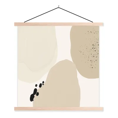 Produktbild von MuchoWow® Textilposter Design - Braun - Pastell - Abstrakt 120x120 cm mit holzfarbenen Rahmen - Textil-Poster