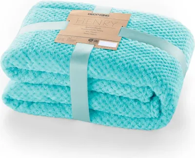 Zdjęcie produktu dla Koc HENRY tłoczony żakardowo 220x240 turkusowy DecoKing