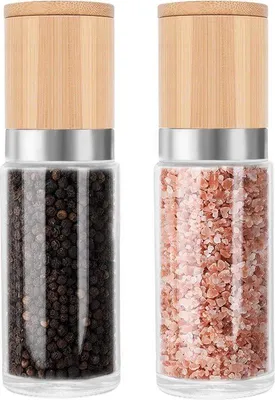 Produktbild von Famanu Salz- und Pfeffermühlen-Set mit manuellem Keramikmahlwerk - Bamboodesign