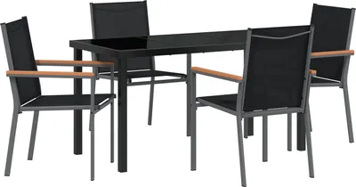 Produktbild von Möbel 5-teiliges Garten-Dining-Set Schwarz Textilene und Stahl - Gartenstühle 3379088