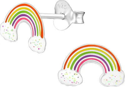 Produktbild von Regenbogen Ohrringe 925 Sterling Silber Ohrstecker