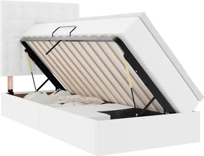 Produktbild von Bett mit Stauraum und LED Reinweiß 90 x 200 cm Kunstleder