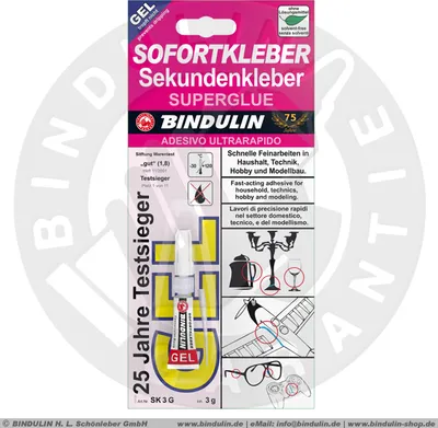 Produktbild von Sekundenkleber GEL 3g von Bindulin
