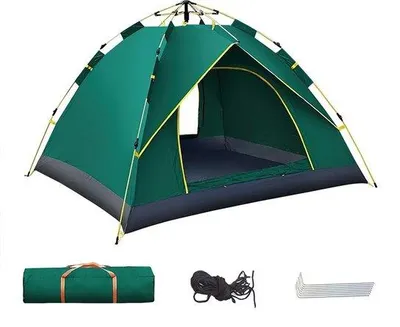 Produktbild von Famanu Zelt - Wasserfest - Oxford - Für 3-4 Personen - Inkl. Tragetasche, Erdnägel und Abspannseil - 1580 g - 200 x 150 x 125 cm