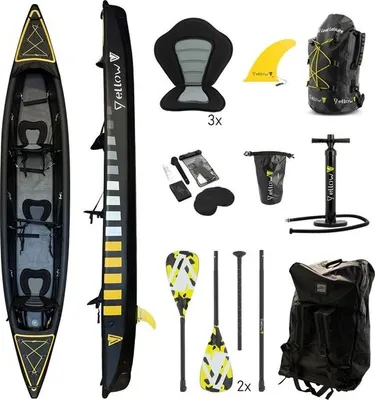 Immagine prodotto di Kayak gonfiabile YellowV per 3 persone. 470 x 85 cm, set completo kayak Yellow V