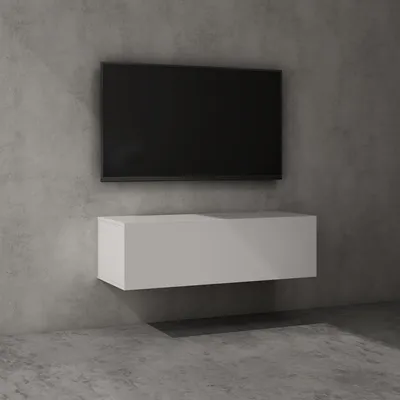 Immagine prodotto di doporro Mobile Porta TV Sospeso 100 cm con Anta Bianco Opaco, Credenza Bassa da Soggiorno Salotto, Madia Consolle per TV Fernsehschrank02