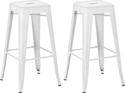 Produktbild von CLP 2er Set Barhocker Joshua aus Metall mit Fußstütze weiß