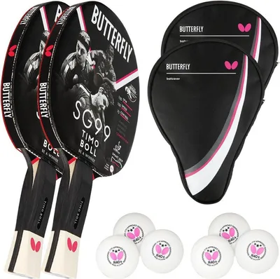 Produktbild von Butterfly 2x Timo Boll SG99 Tischtennisschläger + 2x Tischtennishülle Drive Case + 6x 40+ 3*** Tischtennisbälle