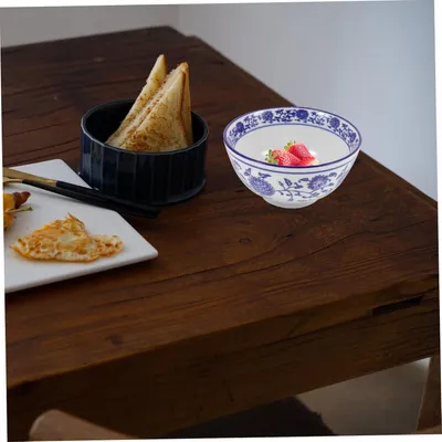 Produktbild von Chinesische Keramik Reisschale 5 Zoll Porzellan Tiefschüssel Blau Weiß Mit Blumenmuster Für Haushalt Und Restaurant