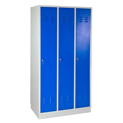 Produktbild von ADB Spind / Umkleideschrank aus Stahl 3-türig Lichtgrau (RAL 7035) / Lichtblau (RAL 5012)