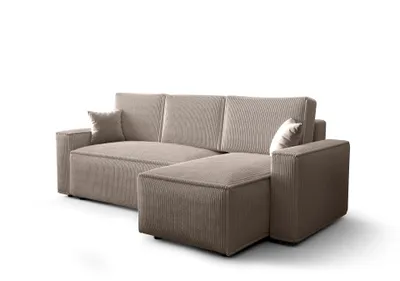 Produktbild von FURMEB Kord Schlafsofa mit Schlaffunktion, AMBRO L-Form, POSO 02, Capuccino