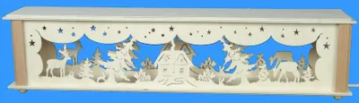 Produktbild von Schwibbogenerhöhung mit Haus Waldtiere und Beleuchtung BxHxT 52x10x10cm NEU