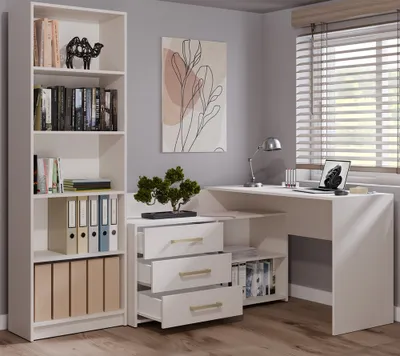 Immagine prodotto di Scrivania angolare funzionale DANY da 120 cm con 3 cassetti e spazio contenitivo