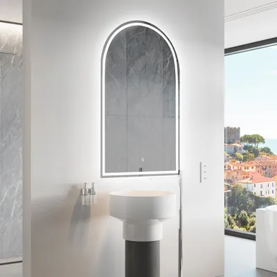Produktbild von Unregelmäßiger asymmetrischer Spiegel mit LED Beleuchtung 70 x 150 cm - mit LED Beleuchtung - LED Farbe Kaltweiß 7000K - Individuell Nach Maß - Beleuchtet Wandspiegel Lichtspiegel Badezimmerspiegel - Sensor Schalter - PRTP223