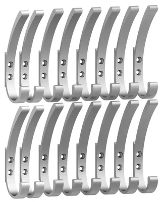 Wandhaken-Set 16er, Aluminium, silber, bis 20 kg belastbar