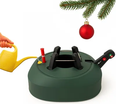 Produktbild von BURI Weihnachtsbaumständer grün 2,20 m Baumhöhe – Christbaumständer mit Fußpedal & Einseiltechnik – stabiler Tannenbaumständer mit 3,2 L Wassertank & Wasserstandsanzeige