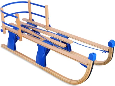 Produktbild von Schneeschlitten, Faltbarer Kinderschlitten mit Rückenlehne, Langes Grabseil Kinderrodel, Winter-Outdoor-Holzschlitten