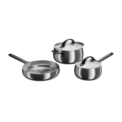 Produktbild von BergHOFF Home Topfset Edelstahl 5 teilig, schwarze Griffe,  PTFE frei, für alle Herdarten