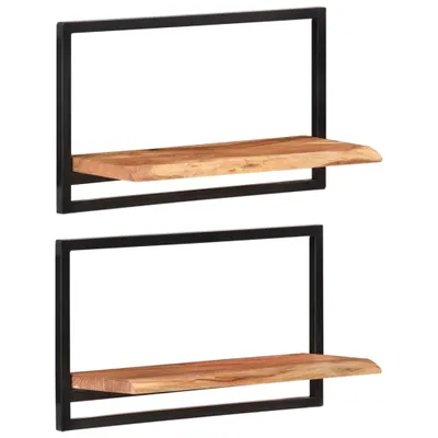 Produktbild von The Living Store Wandregale 2 Stk. 60x25x35 cm Massivholz Akazie und Stahl