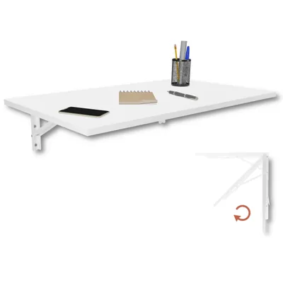 Produktbild von Wandklapptisch 80x50 cm Weiß – Klapptisch, Schreibtisch, Küchentisch, Esstisch, Wandmontage, platzsparend