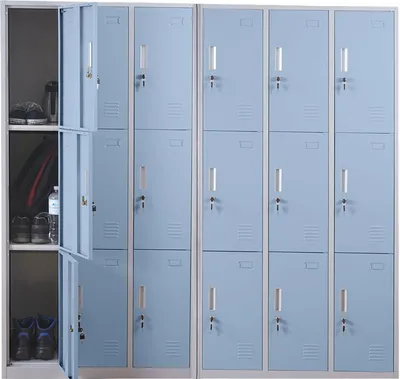 Produktbild von Schließfach Boston T829, Schließfachschrank Wertfachschrank Spind, Metall 18 Fächer  blau