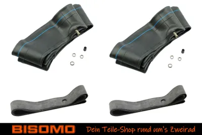 Produktbild von 2x Schlauch 2 1/4 x 16 Zoll 2.25 x 16 + Felgenband für Simson SL1, Moped Anhänger, Mofa, TR4 AV Autoventil gerade