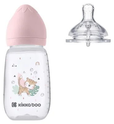 Produktbild von Kikkaboo Babyflasche Savanna 310ml Silikonsauger Größe L Anti-Kolik ab 6 Monaten rosa