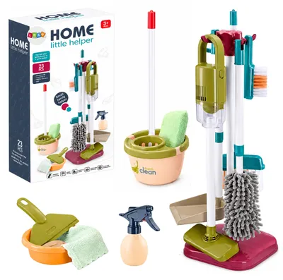 Immagine prodotto di Set Pulizia Con Supporto Scopa Aspirapolvere Accessori Per Bambini 23 Pz.