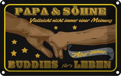 Produktbild von vianmo Blechschild 20x30 cm Papa und Söhne nicht immer einer Familie Freunde