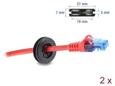 Produktbild von Delock Gummi Kabeldurchführung rund Ø 22 mm schwarz 2 Stück