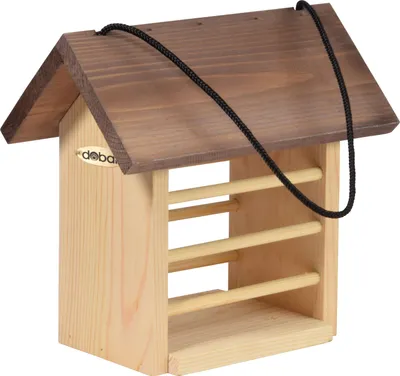 Produktbild von Großer Meisenknödelhalter aus robustem Kieferholz, Futterstation für Wildvögel, 22 x 14 x 21 cm