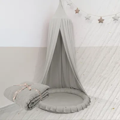 Produktbild von Baldachin Weiß mit Goldapplikation - Betthimmel für Kinderzimmer
