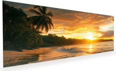 Produktbild von Küchenrückwand Spritzschutz Glas mit Motiv Sonnenuntergang Strand 40 x 40 cm