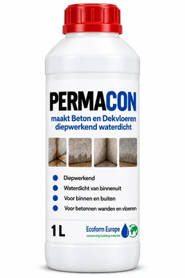 Productafbeelding van Permacon 1 Liter – 4 m² – Beton en steen duurzaam waterdicht maken – Tegen optrekkend vocht – Voor kelderwanden en betonvloer