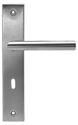 Produktbild von HPFloor Edelstahl Matt Drückergarnitur Mirella, Rosettengarnitur Buntbartausführung, Rundes L Form Griff, Eckiges Langschild, BB Verriegelung