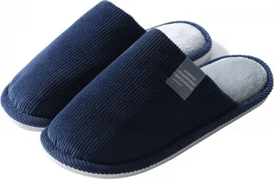 Produktbild von Damen-Hausschuhe aus Baumwolle für Herbst und Winter, dick gefüttert, bequem und kuschelig warm, ideal für Paare. Auch als Herren-Winter-Hausschuhe aus Baumwolle in Tibetblau erhältlich. Größe 44-45, 94 (Seitenetikett).