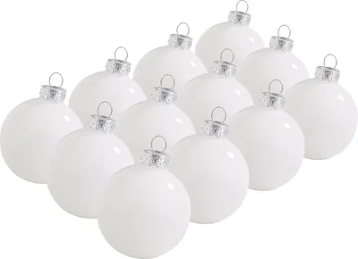 Produktbild von Weihnachtskugeln aus Glas, Ø 5,7 cm, 12 Stück Weiß-Opal