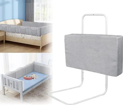 Produktbild von ACXIN Bettgitter Baby Bettschutzgitter Verstellbare Stahlrohr Höhenverstellbar Kinderbettgitter für Familienbett und Kinderbett (60cm, Leinengrau)