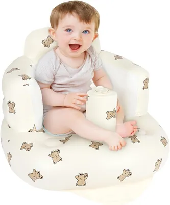 Produktbild von Kinderhochstuhl Aufblasbarer Babysitz, tragbarer aufblasbarer Babysitz mit integrierter Luftpumpe, Trainingsstuhl für Babys ab 3 Monaten, Kleinkindsit