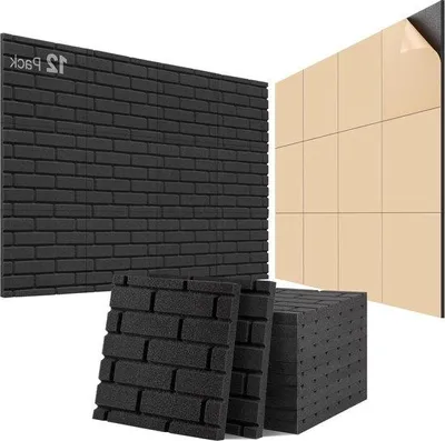 Productafbeelding van Famanu akoestische schuimpanelen - geluidsabsorber, 12 stuks - 30 x 30 x 25 cm - geluidsisolatie en geluidsreductie - geschikt voor gamingdecoratie en podcaststudio's