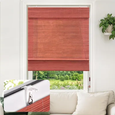Produktbild von Victoria M. Bambus-Raffrollo, Klemmfix, 80 x 130 cm, kirsche für Fenster & Türen Sicht- & Sonnenschutz, stufenlos mit Zugschnur, ohne bohren, natürliche Optik für Wohnzimmer & Schlafzimmer