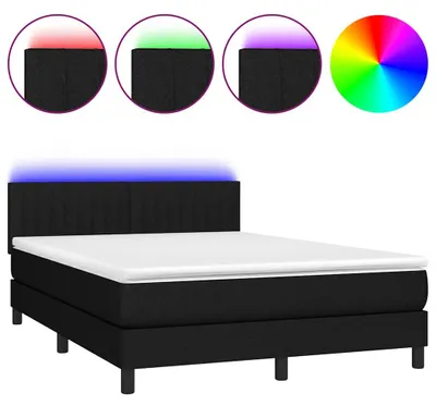 Produktbild von vidaXL Boxspringbett mit Matratze & LED Schwarz 140x190 cm Stoff