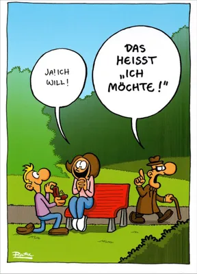 Produktbild von Cartoon-Postkarte Ralph Ruthe "Das heisst "Ich möchte"!"