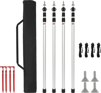Zdjęcie produktu dla SWANEW 4x Tyczka namiotowa Regulowana tyczka podporowa Tyczka namiotowa Tyczka do rozstawiania 87-234 cm