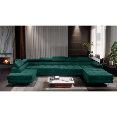 Produktbild von MUFFO Ecksofa U-Form Links WILD MAXI U mit Schlaffunktion 125x318 Velours Grün