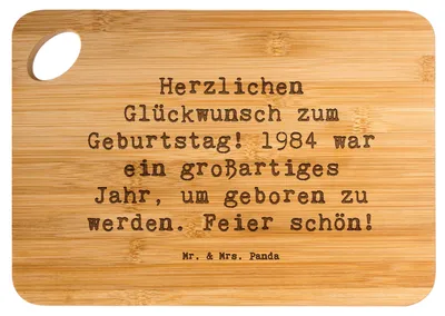 Produktbild von Mr. & Mrs. Panda Frühstücksbrett Spruch 1984 Geburtstag - Transparent - Geschenk, Jahrgang, Happy Birthday, Schneidebrett, vesperbrett, Geburtstagskind, Glückwunsch