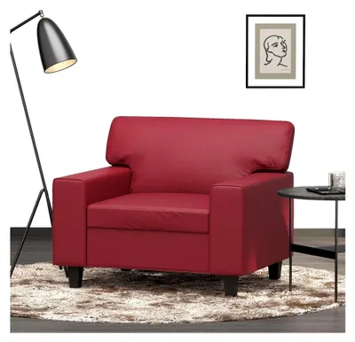 Produktbild von Sessel Weinrot 60 cm Kunstleder, modernes Design, robuster Metallrahmen, bequeme Polsterung, langlebig für Wohnzimmer, Büro, Leseecke
