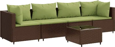 Produktbild von vidaXL 5-tlg. Garten-Lounge-Set mit Kissen Braun Poly Rattan